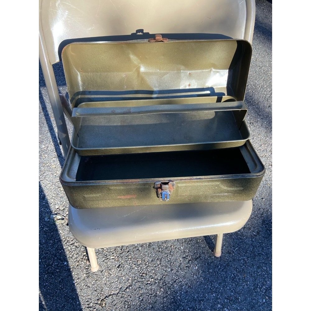 Vintage Old Pal Green Metal Tackle Box USA - Decor